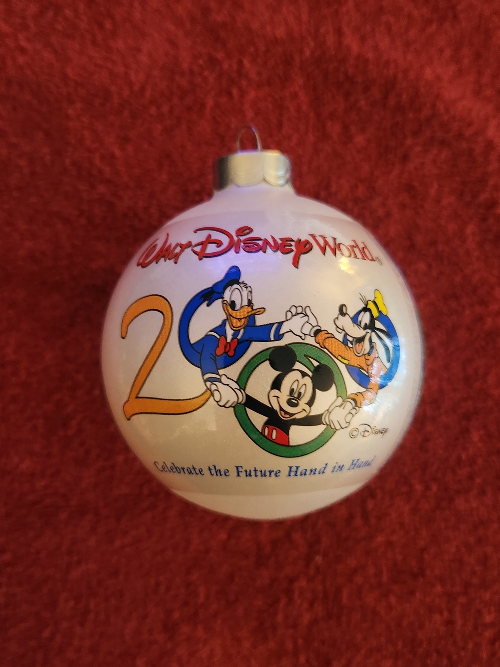 Walt Disney World 2000 Celebrate the Future Hand in Hand Glass Ornament